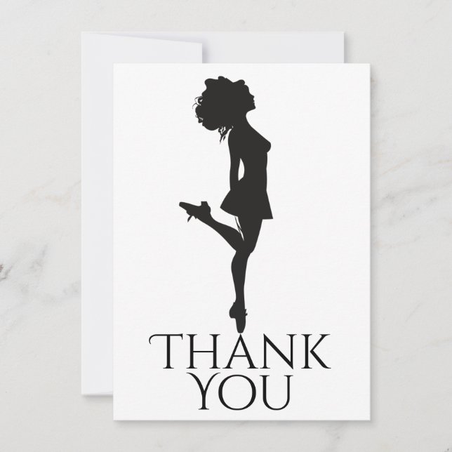 Carte De Remerciements Danse Irlandaise Danseuse Danser Danser Black Whit (Devant)