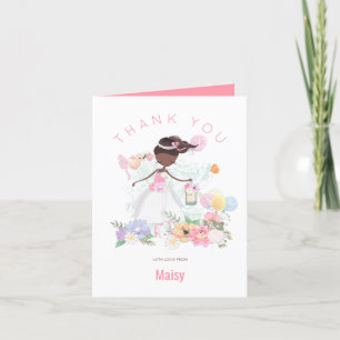 Carte De Remerciements Danseur de ballet Whimsical Florals rose Fille