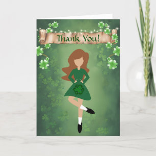 Carte De Remerciements Danseur irlandais avec cheveux Brown Danse pas irl