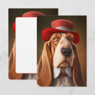 Carte De Remerciements Dapper Basset Hound avec Casquette rouge