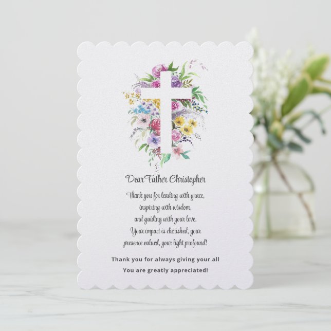 Carte de remerciements d'appréciation du pasteur (Debout devant)