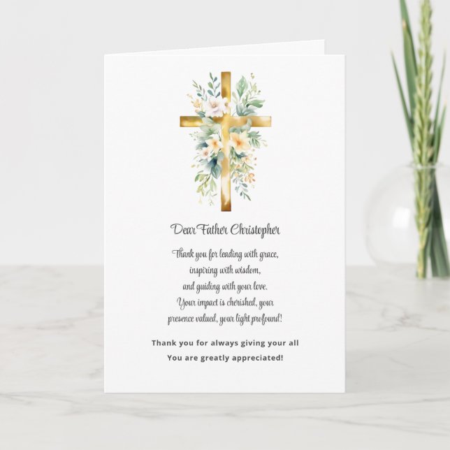 Carte de remerciements d'appréciation du pasteur - (Devant)