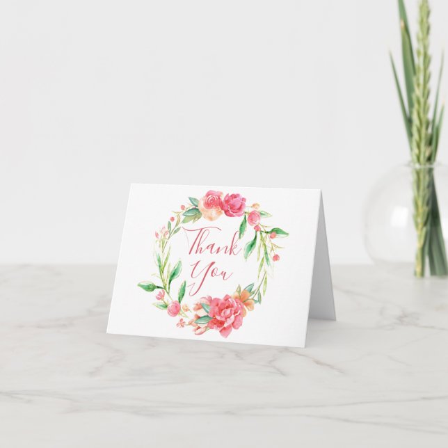 Carte de remerciements d'aquarelle florale (Devant)