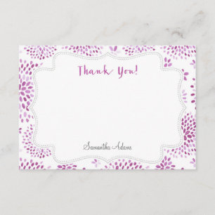Carte de remerciements d'aquarelle florale pourpre