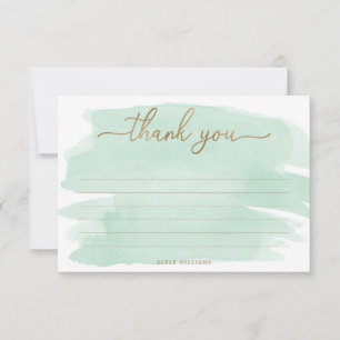 Carte de remerciements d'aquarelle verte