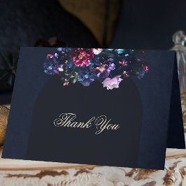 Carte De Remerciements Dark Moody Floral Romantic Mauve Mariage noir
