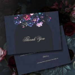 Carte De Remerciements Dark Moody Floral Romantique Black Mauve Mariage