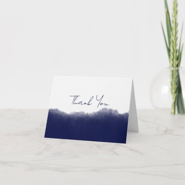 Carte De Remerciements Dark Navy Watercolor (Devant)