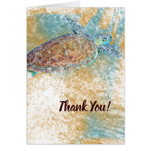 Carte de remerciements d'art de la tortue marine