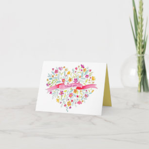 Carte de remerciements d'art du bouquet au coeur f