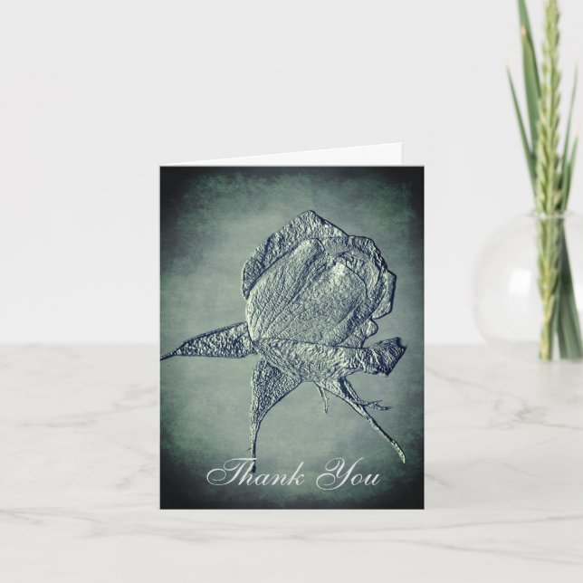 Carte de remerciements d'art floral Rose d'argent (Devant)