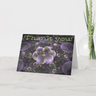 Carte de remerciements d'art fractal violet et ver