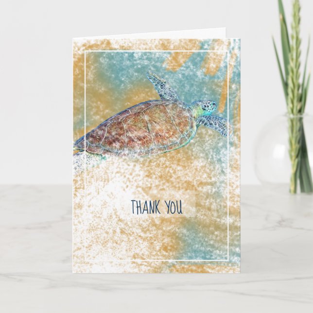 Carte de remerciements d'art peint sur la tortue m (Devant)