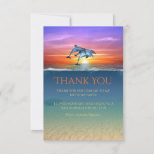Carte De Remerciements Dauphins du coucher de soleil vibrants Jumping Océ