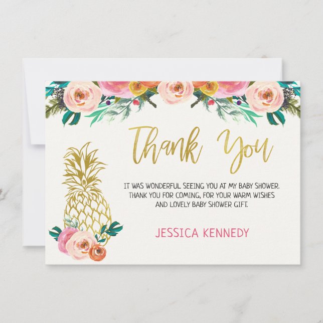 Carte de remerciements de Baby shower à ananas (Devant)