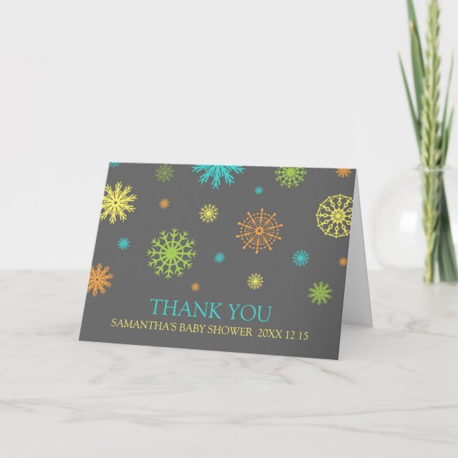 Carte de remerciements de Baby shower à neige colo (Devant)