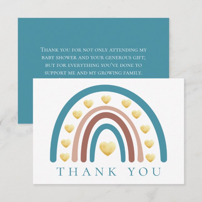 Carte de remerciements de Baby shower arc-en-ciel  (Devant / Derrière)