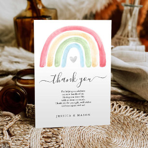 Carte de remerciements de Baby shower arc-en-ciel