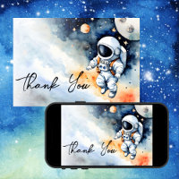 Carte de remerciements de baby shower astronaute s