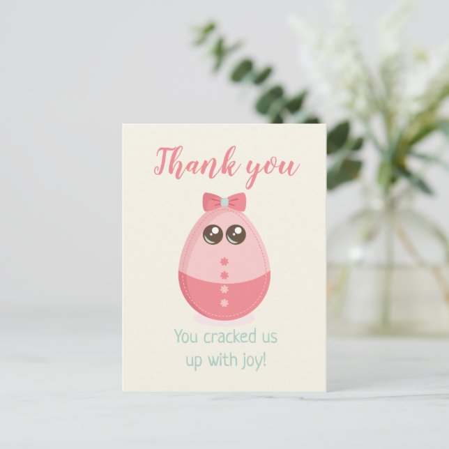 Carte de remerciements de Baby shower aux oeufs mi (Debout devant)