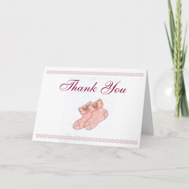 Carte de remerciements de baby shower avec cabots  (Devant)