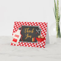 Carte de remerciements de Baby shower BBQ En vichy
