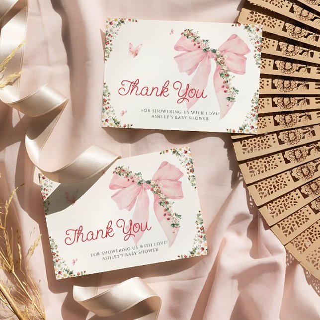 Carte de remerciements de Baby shower Berry Rose B (Créateur téléchargé)