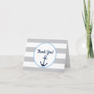 Carte de remerciements de Baby shower bleu Ancre m