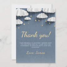 Carte de remerciements de Baby shower bleu Denim W