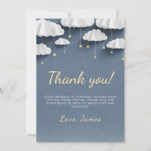 Carte de remerciements de Baby shower bleu Denim W