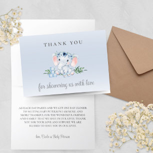 Carte de remerciements de Baby shower Blue Floral 