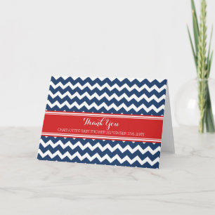 Carte de remerciements de Baby shower Blue Red Che