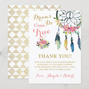 Carte de remerciements de Baby shower Boho Dream C