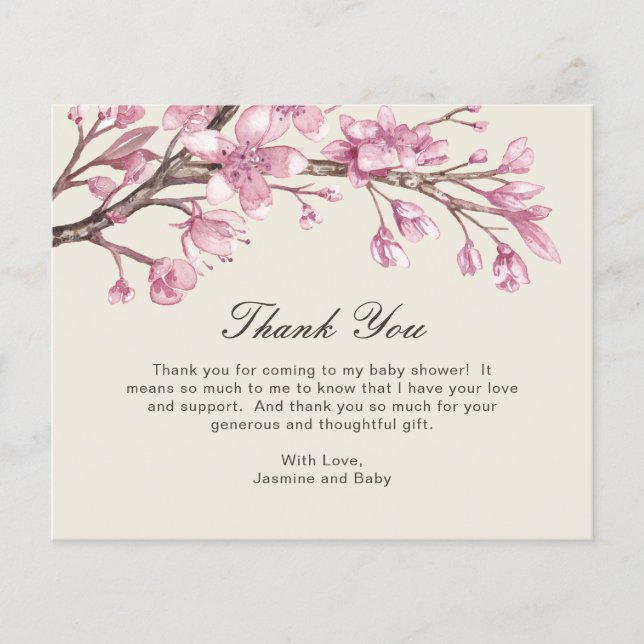 Carte de remerciements de Baby shower Budget Fille (Devant)