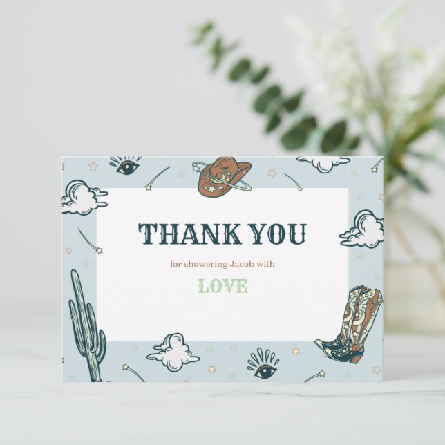 Carte de remerciements de Baby shower Casquette oc (Debout devant)