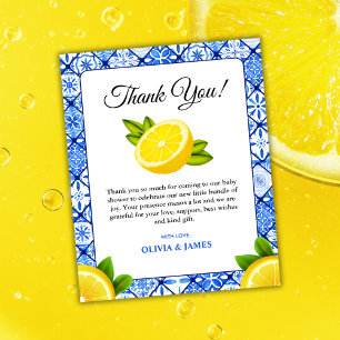 Carte de remerciements de Baby shower citron en ca