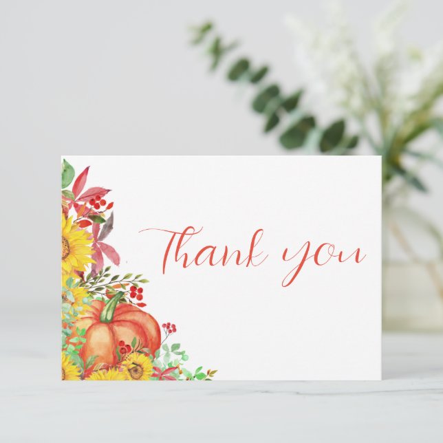 Carte de remerciements de baby shower citrouille (Debout devant)