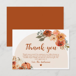 Carte de remerciements de Baby shower Citrouille A