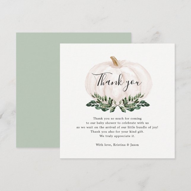Carte de remerciements de Baby shower Citrouille A (Devant / Derrière)