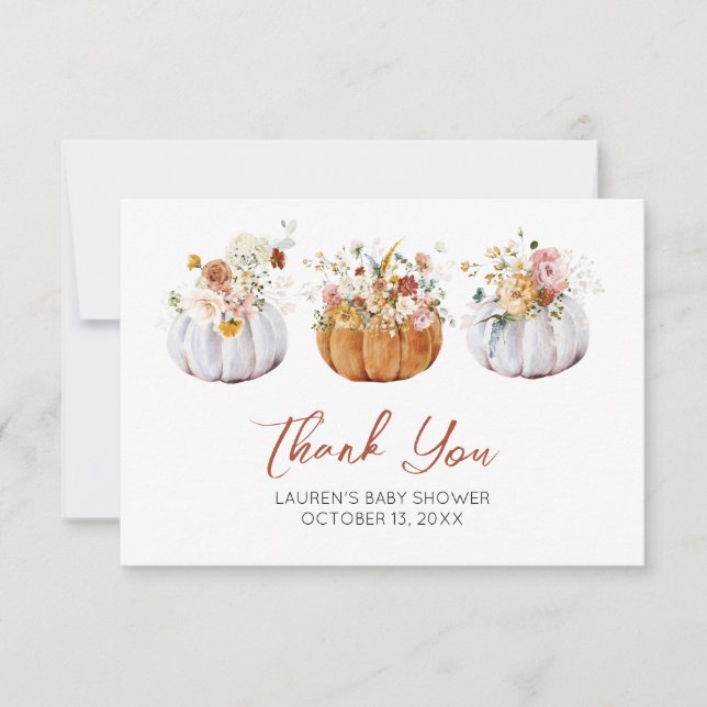 Carte de remerciements de Baby shower Citrouille d (Devant)