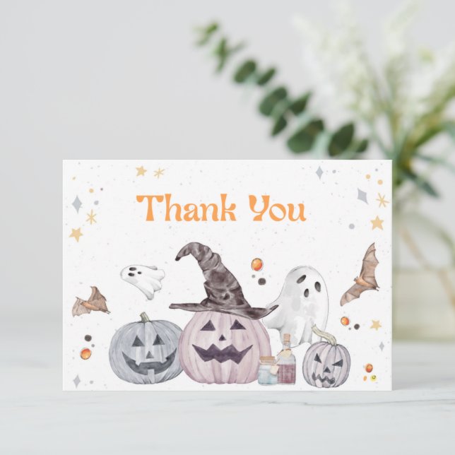 Carte de remerciements de Baby shower Citrouille H (Debout devant)