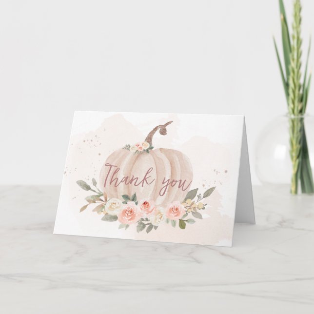 Carte de remerciements de Baby shower Citrouille r (Devant)
