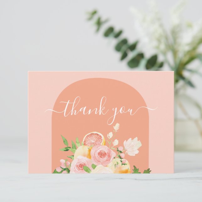 Carte de remerciements de Baby shower Citrus Cutie (Debout devant)