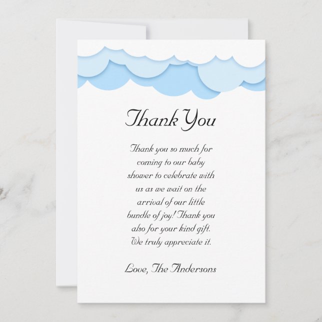 Carte de remerciements de Baby shower cloud (Devant)