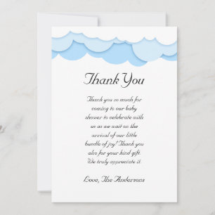 Carte de remerciements de Baby shower cloud