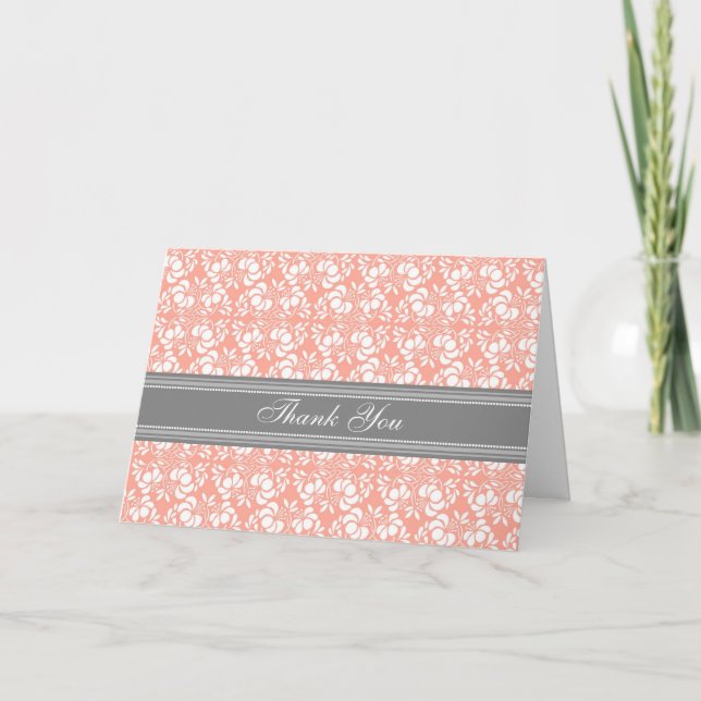 Carte de remerciements de Baby shower Coral Grey D (Devant)