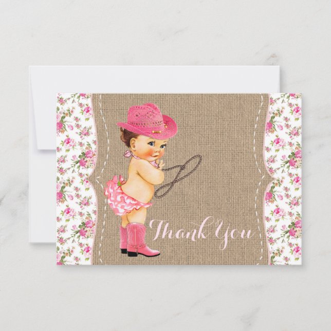 Carte de remerciements de Baby shower Cowgirl (Devant)