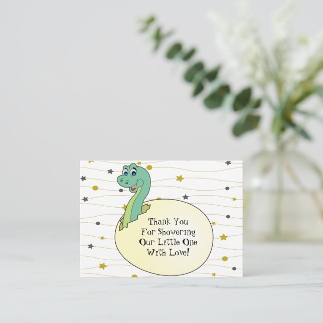 Carte de remerciements de Baby shower Cute Dinosau (Debout devant)