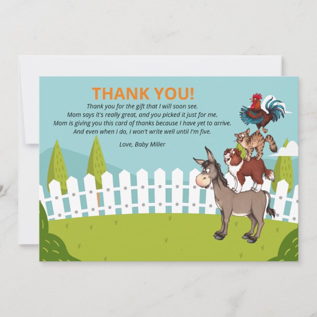 Carte de remerciements de Baby shower d'âne de fer (Devant)