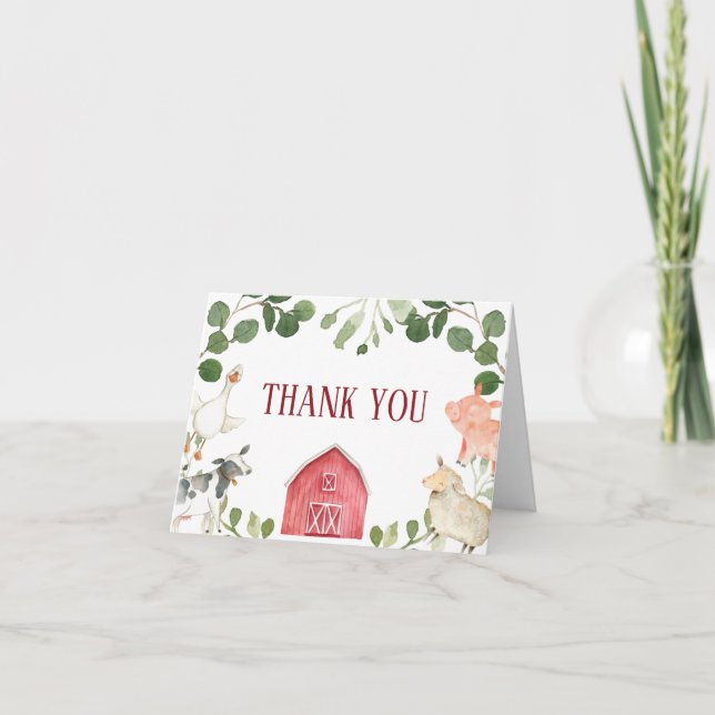 Carte de remerciements de Baby shower d'animaux de (Devant)